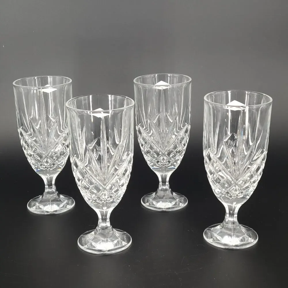 Godinger Dublin Shannon Vintage Heavy Crystal Footed Iced Tea Glasses Set 4